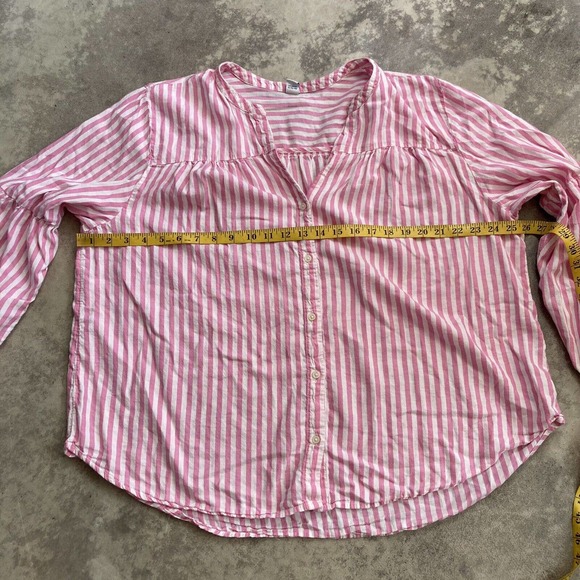 Old Navy V Neck Vertical Striped Button up womens Size XXL Pink White - Picture 4 of 11
